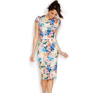 Betsy Johnson Floral Print Scuba Sheath Dress
